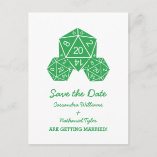 Faire-part Green D20 Dice Enregistrer la carte postale Date
