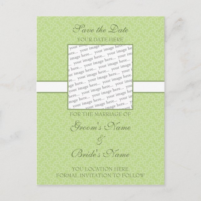 Faire-part Green Eggshell Enregistrer la carte postale Date (Devant)