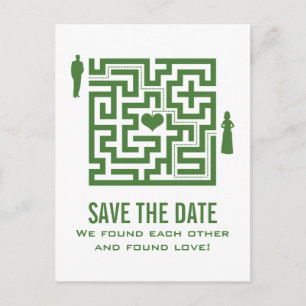 Faire-part Green Love Maze Enregistrer la date Carte postale