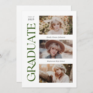 Faire-part Green Trendy Serif Multiples Diplôme Photo