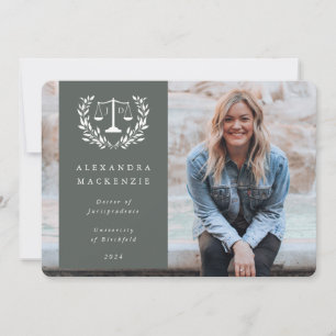 Faire-part Green + White JD Law Scales Laurel Wreath Photo