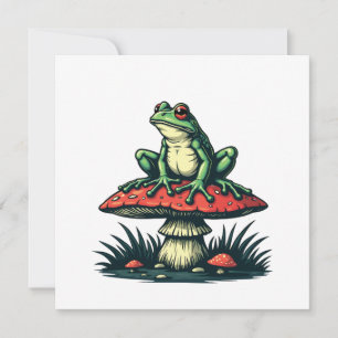 Faire-part Grenouille sur champignon Cottagecore Forêt de cha
