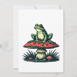 Faire-part Grenouille sur champignon Cottagecore Forêt de cha