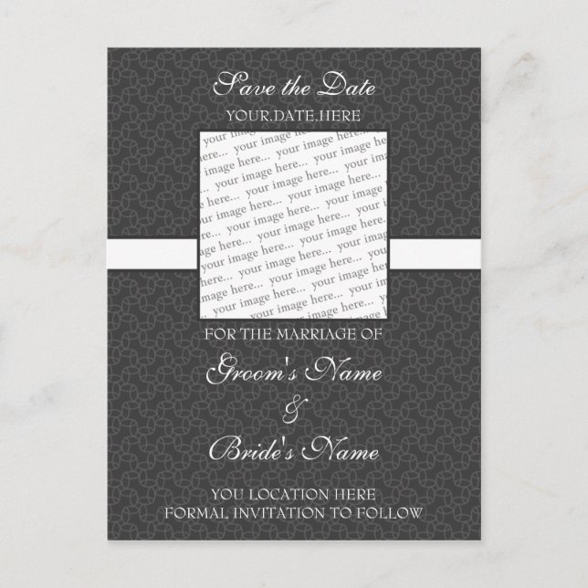 Faire-part Gris foncé Enregistrer la carte postale Date (Devant)