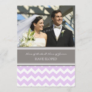 Faire-part gris lilas de fugue de photo de Chevron