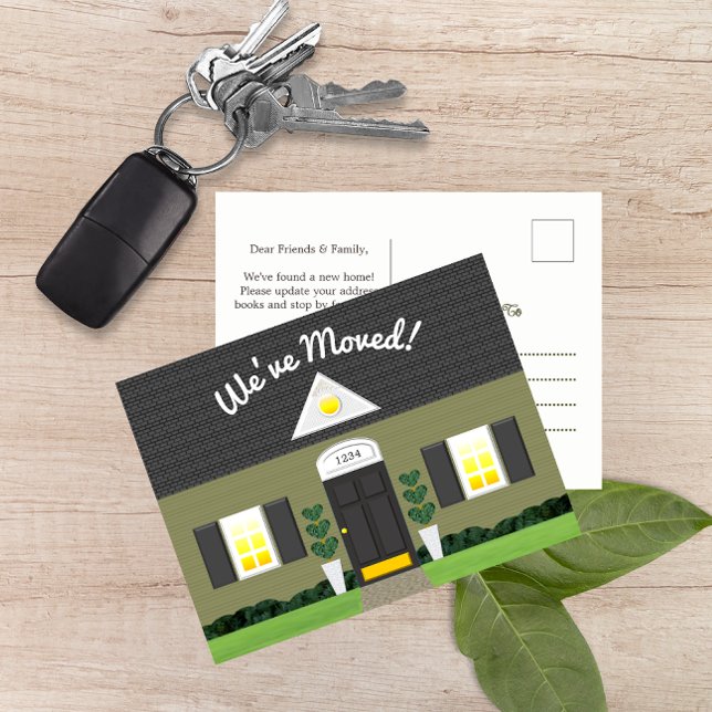 Faire-part Gris Maison Façade Nouvelle Adresse Carte Postale (Créateur téléchargé)