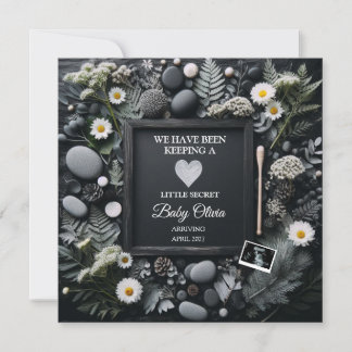 Faire-part Grossesse de Boho Noir avec Sonogramme