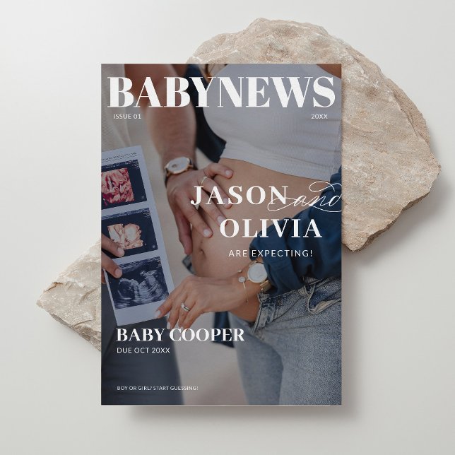 Faire-part Grossesse de couverture de magazine moderne (Créateur téléchargé)
