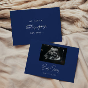 Faire-part Grossesse "Petite Surprise" Bleu Marine Minimalist