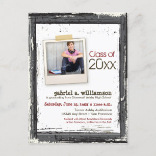 Faire-part grunge à la mode d'obtention du diplôme