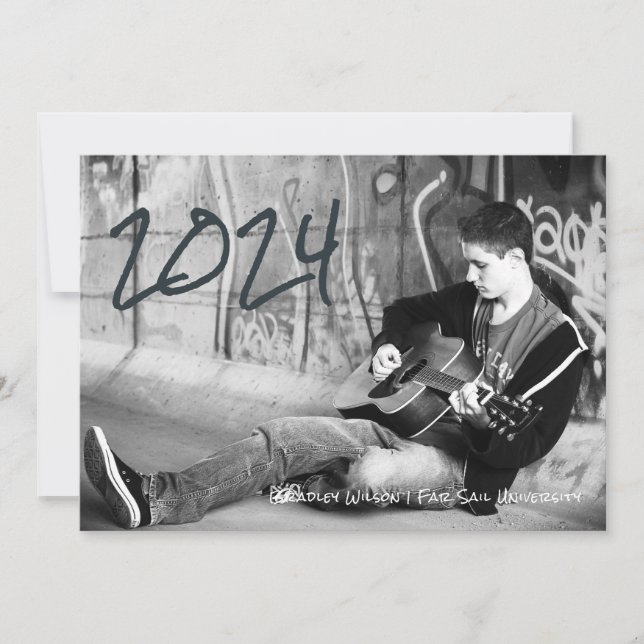 Faire-part Grunge Guy Grad High School College Photo (Devant)