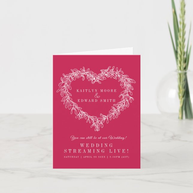 Faire-part Gui blanc de gui cœur mariage en direct (Devant)