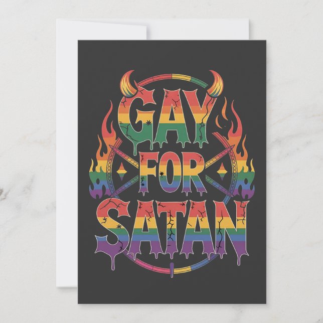 Faire-part Hail Gay Satan Rainbow Baphomet Devil Goat LGBTQ (Devant)