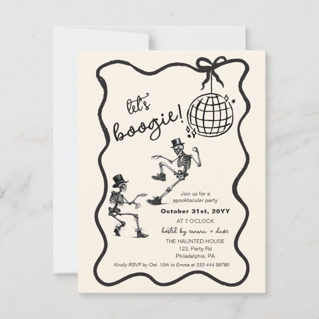 Faire-part Halloween Squelettes de la fête de la danse adulte (Devant)
