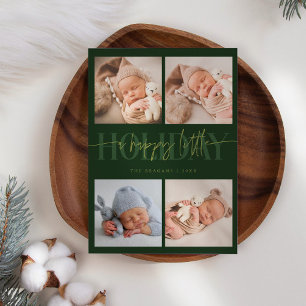 Faire-part Happy Little Holiday Green Multi Photo Birth