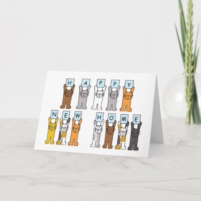 Faire-part Happy New Home Cute Cartoon Cats (Devant)