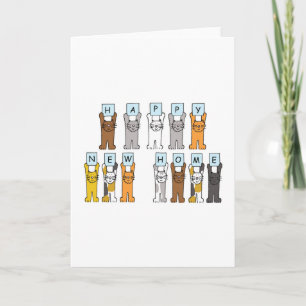 Faire-part Happy New Home Cute Cartoon Cats