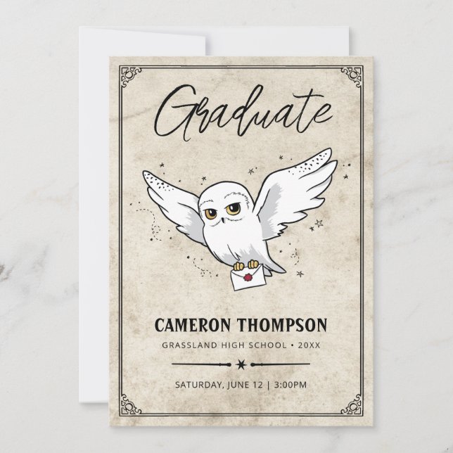 Faire-part Harry Potter | Fête de remise des diplômes d'Hedwi (Devant)