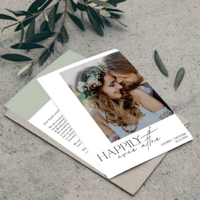 Faire-part Heureux toujours après le Mariage photo moderne (Easily personalize this wedding announcement with your photos and deets)