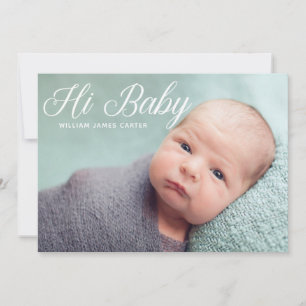 Faire-part Hi Baby Photo Mint Élégante Typographie simple Nai