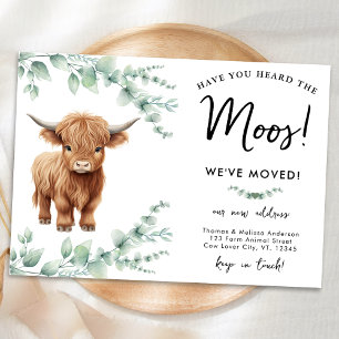 Faire-part Highland Cow Green Farm Nouvelle adresse Moving