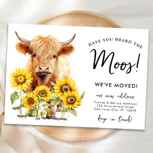 Faire-part Highland Cow Sunflowers Nouvelle adresse Farm Movi