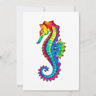 Faire-part Hippocampe polygonal arc-en-ciel