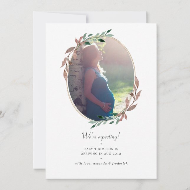 Faire-part Hiver Grossesse photo rustique (Devant)