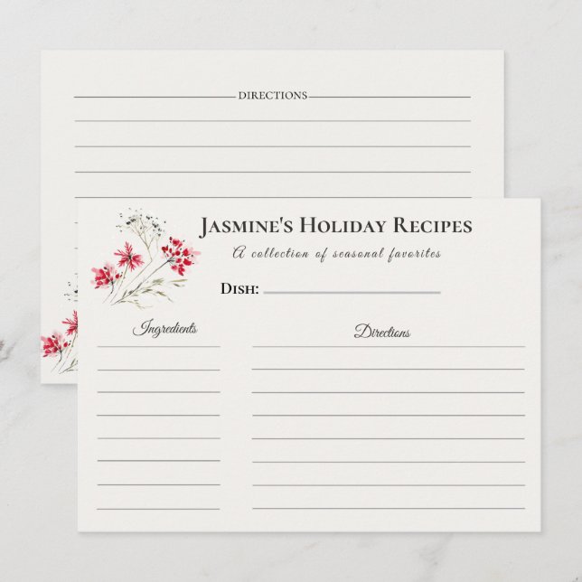 Faire-part Holiday Recipe Card – Seasonal Kitchen Stationery (Devant / Derrière)