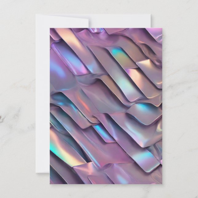 Faire-part Holographie abstraite/iridescente futuriste (Devant)