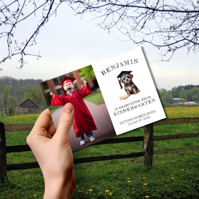 Faire-part Homeschool Kindergarten Graduation avec chiot (Créateur téléchargé)