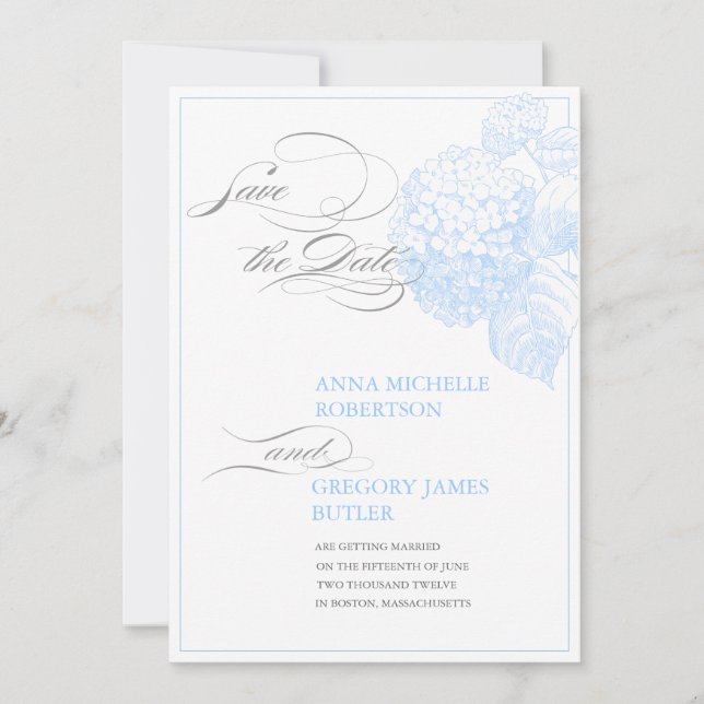 Faire-part Hydrangée bleue (Devant)