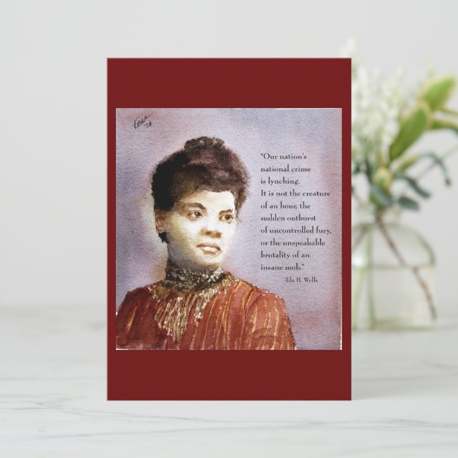 Faire-part Ida B Wells & Citation Beau Aquarelle  (Debout devant)