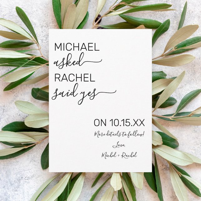 Faire-part Il a demandé, elle a dit oui Photo de fiançailles  (Créateur téléchargé)