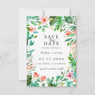 Faire-part Île botanique corail floral Save The Date