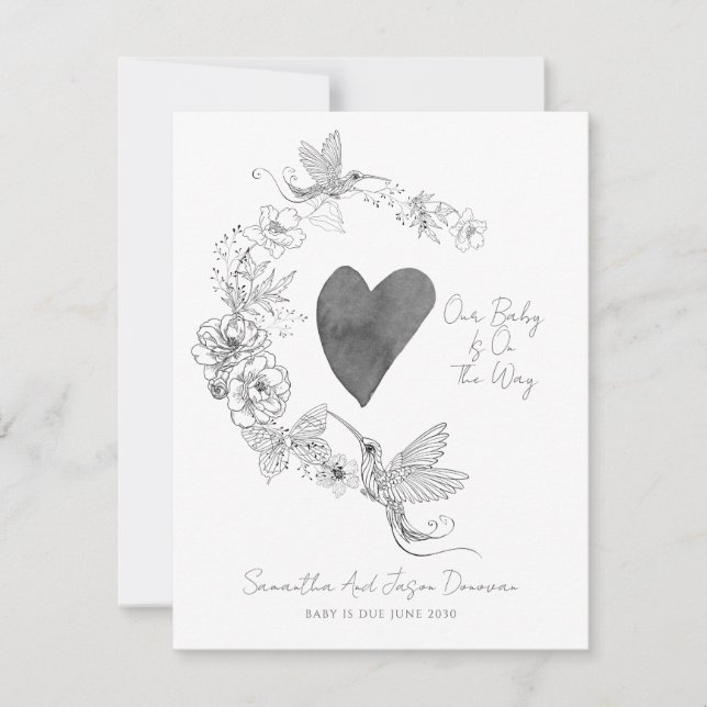 Faire-part Illustration de la grossesse en germe de coeur flo (Devant)