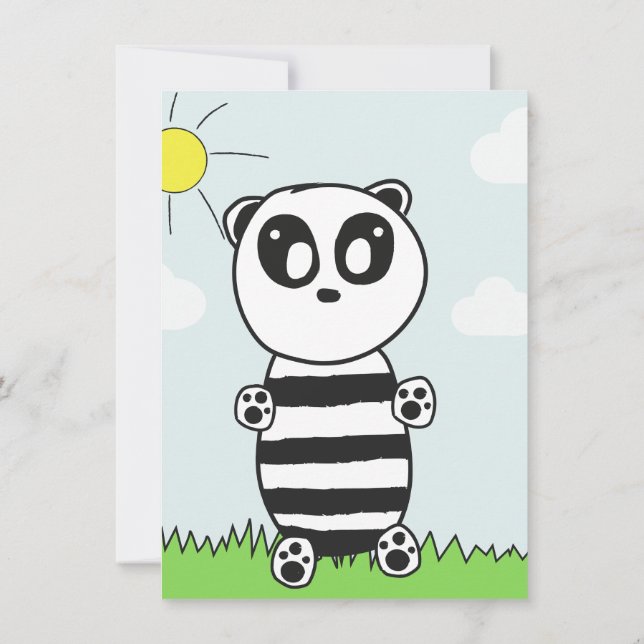 Faire-part Illustration de Panda Mignon (Dos)