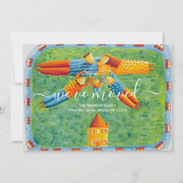 Faire-part Illustration familiale Nous avons déménagé Nouvell (Devant)