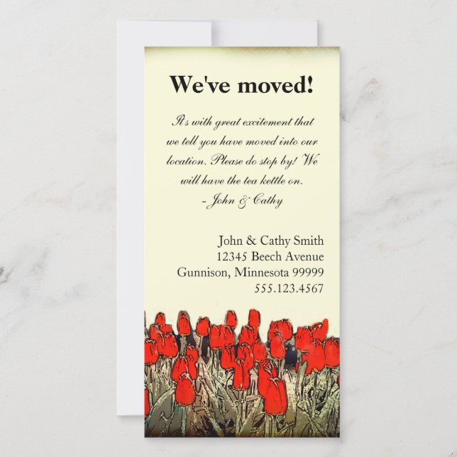 Faire-part Illustration Red Tulip Changement d'adresse Photoc (Devant)