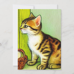 Faire-part Illustration vintage Tabby Cat