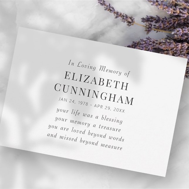 Faire-part In Love Memory Memorial Modern Simple Citation (Créateur téléchargé)