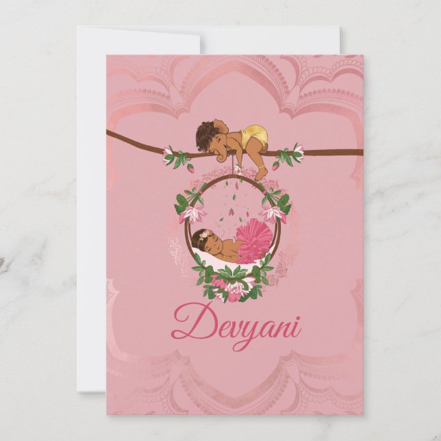 Faire-part Indian baby girl being blessed by Ganesha (Devant)