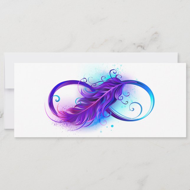 Faire-part Infini avec plume violette (Devant)