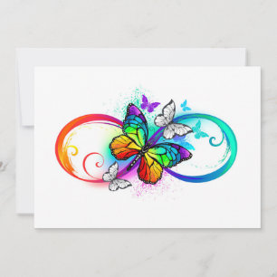 Faire-part Infini lumineux avec papillon arc-en-ciel