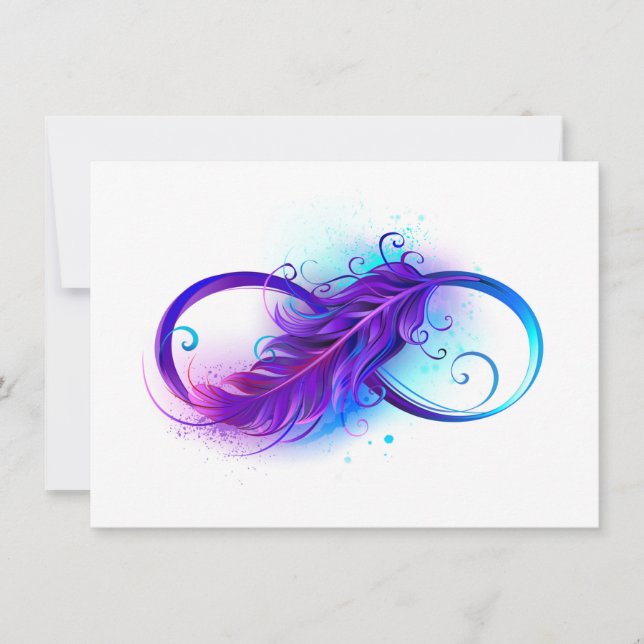 Faire-part Infinity with purple feather (Devant)