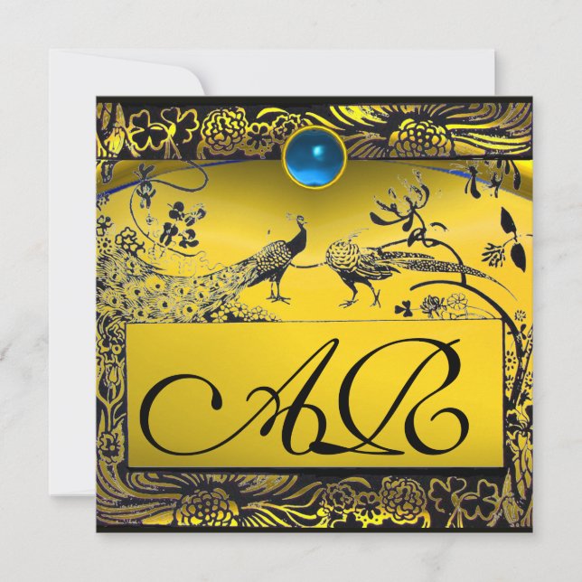 Faire-part INSÉPARABLES mariages MONOGRAM noir jaune topaz (Devant)