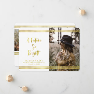 Faire-part Inspirational Gold Stripe Photo Graduation