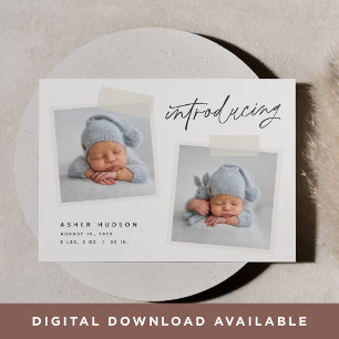 Faire-part Instantané   Naissance moderne Décontractée de deu