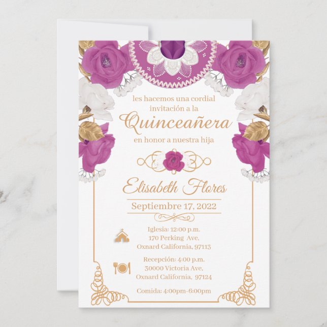 Faire-part Invitacion Charro Invitation, Lila, Black and Gold (Devant)