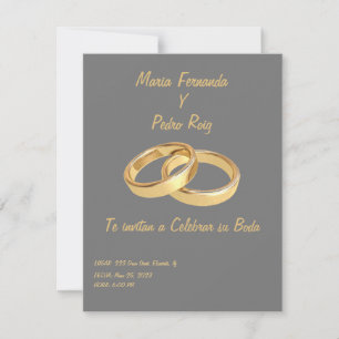 Faire-part Invitacion de bodas simple con anillos